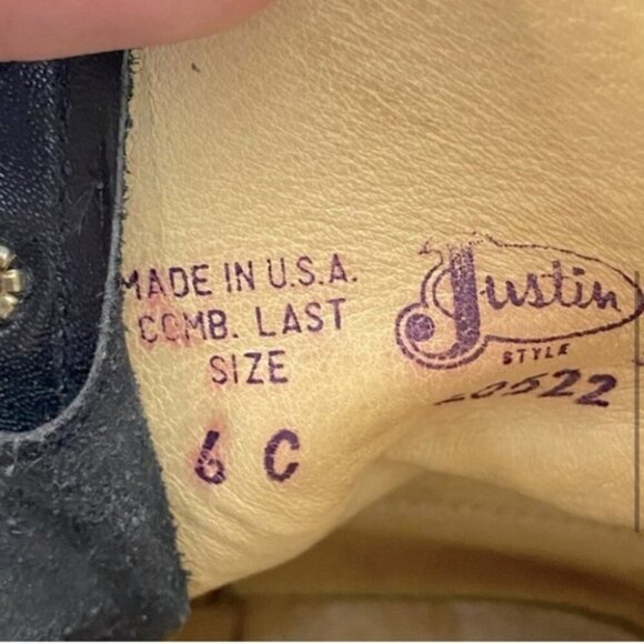 Vintage Justin Boots Black Pebbled Leather Lace Up Packer Boots 6 - Picture 5 of 13